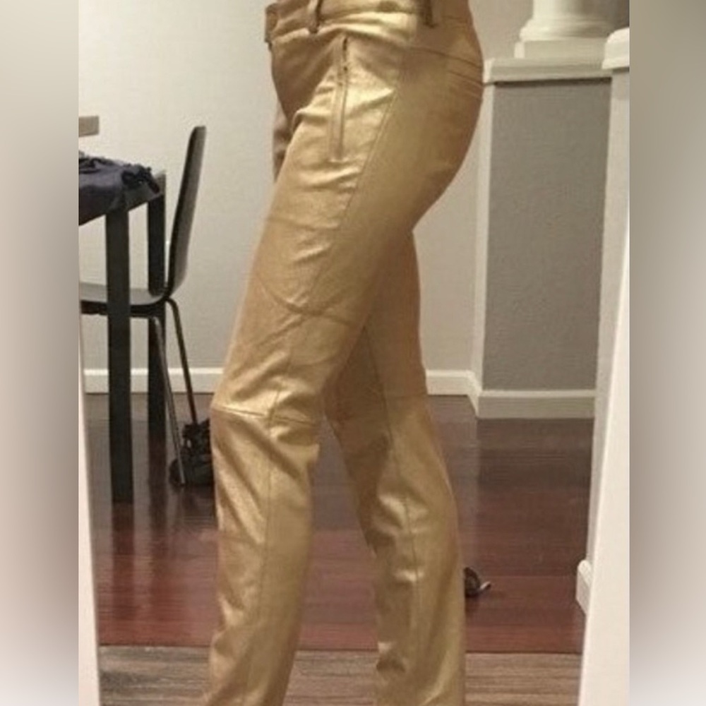 🌹HP Gorgeous Y2K Vintage Gold Style Escada Leather Jeans Festival Ready - Picture 6 of 7
